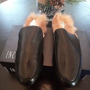 I.N.C.  Black Faux Fur Lined Loafer